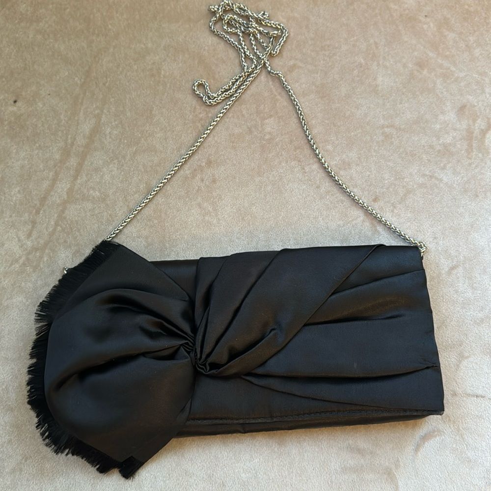 *Nina* Black & Barbie Pink Satin Raw Edge Evening Bag